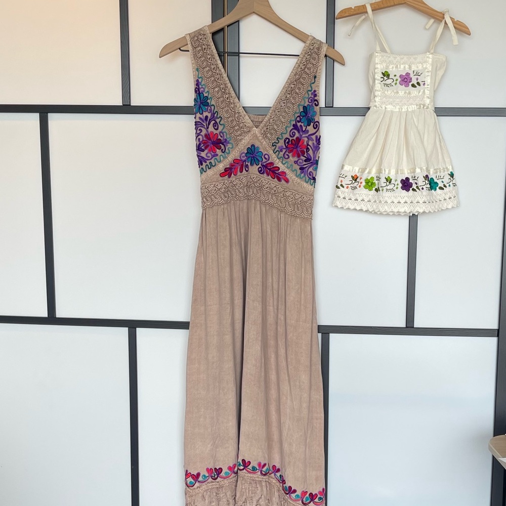 Mommy and Daughter embroidered Mexican dresses. Size medium women’s/1yr girl